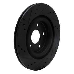 Jaguar S-Type Brake Rotor (1) - Rear Right - R1 Concepts - Drilled & Slotted - Black - `06-`08